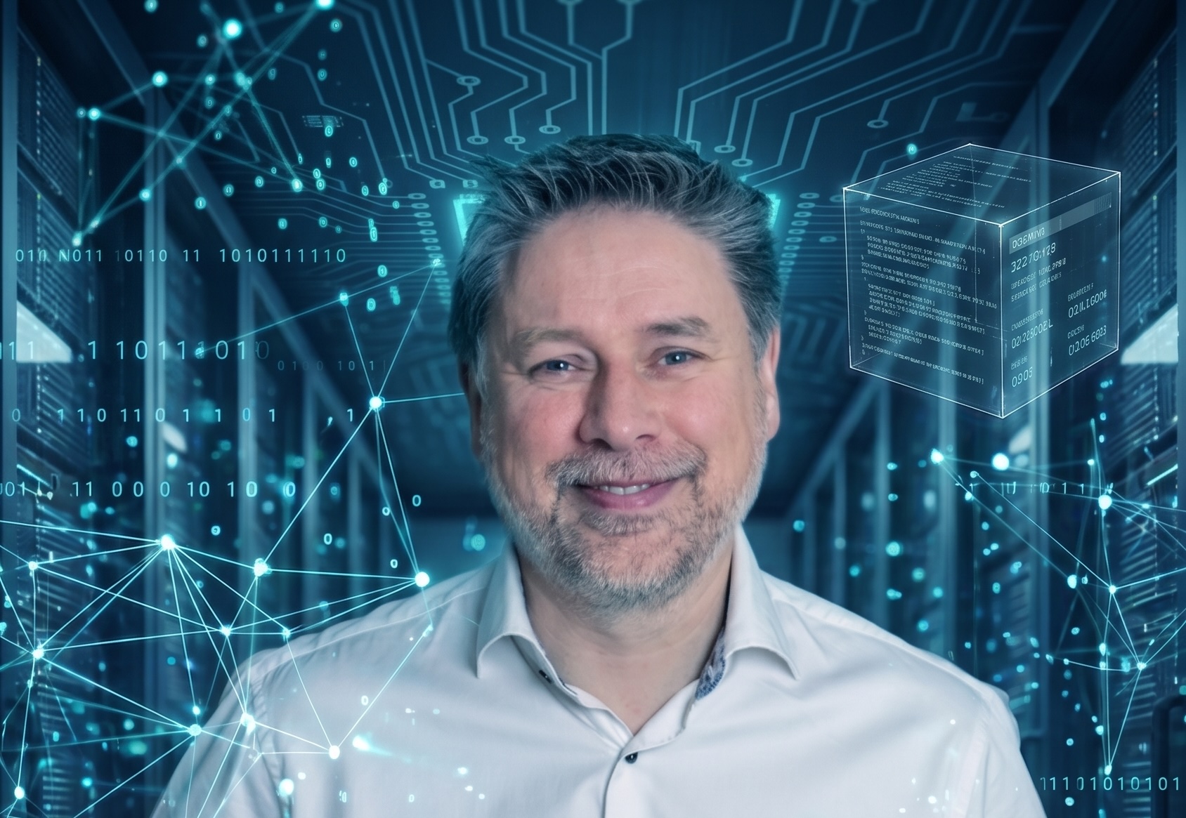 Magnus Lindgren med AI-bakgrund Magnus Lindgren med AI-bakgrund